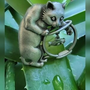 JJ JONETTE Vintage Pewter Cat & Fish Bowl Brooch